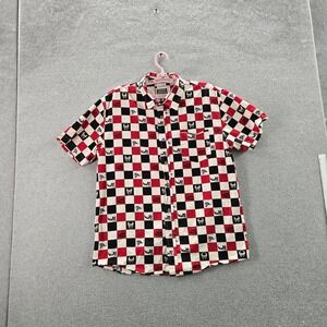 Cornerstore Bodega Men Button Up Shirt XL Red Check Skulls Short Sleeve